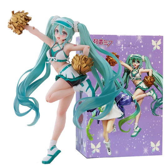 18Cm Fashion Hatsune Miku Anime Figure Cheerleader Hatsune Miku Action Figures Kawaii Girl Figurine PVC Collection Model Toys